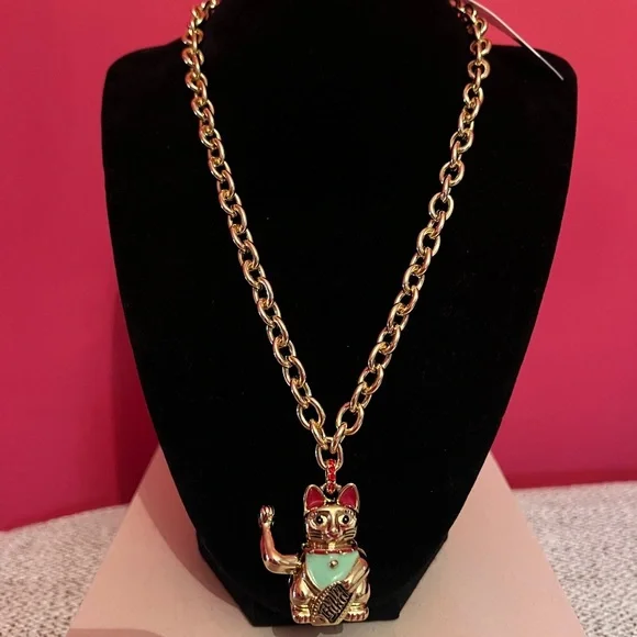 Betsey johnson - LUCKING OUT LUCKY CAT PENDANT NECKLACE RED NWT - Picture 8 of 10